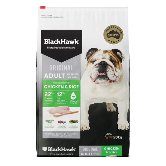 Black Hawk Holistic Adult Dog Food Chicken & Rice 20kg - The Doggie Shop