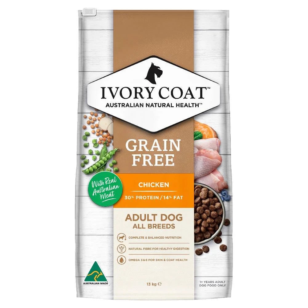 Ivory Coat Adult Dog GRAIN FREE Chicken – 13kg - The Doggie Shop